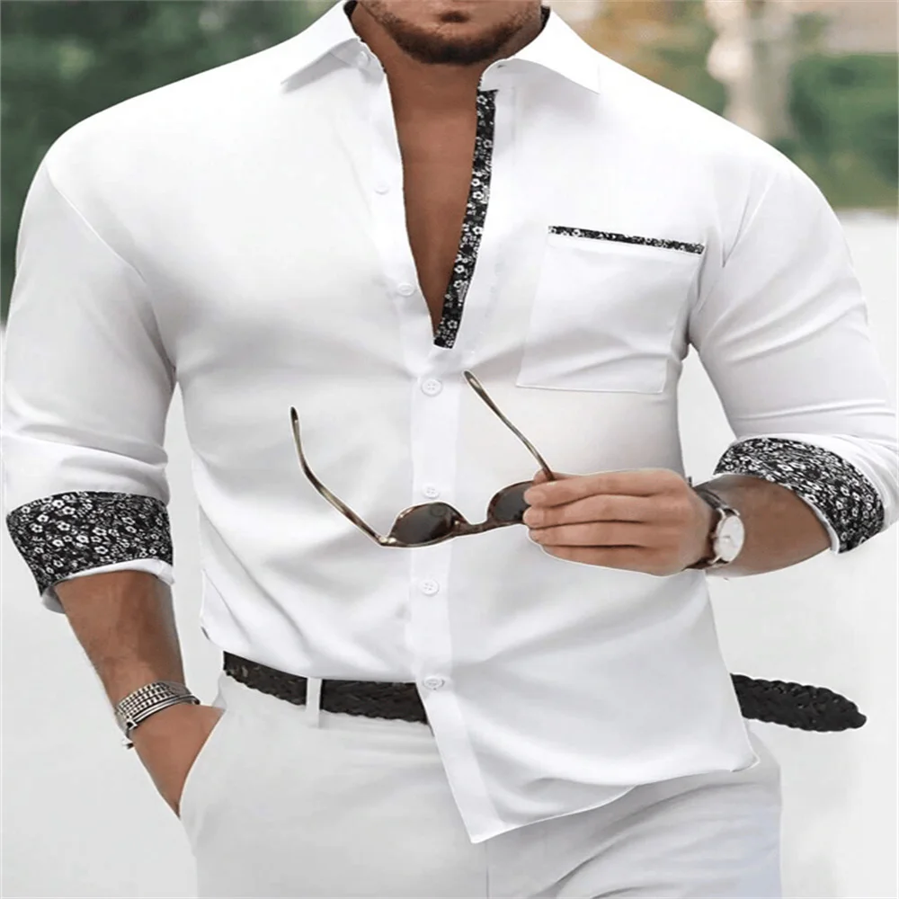 2026 Men's Button Casual Shirt Spring/Summer Printed Long Sleeve Daily Fashionable and Comfortable Top