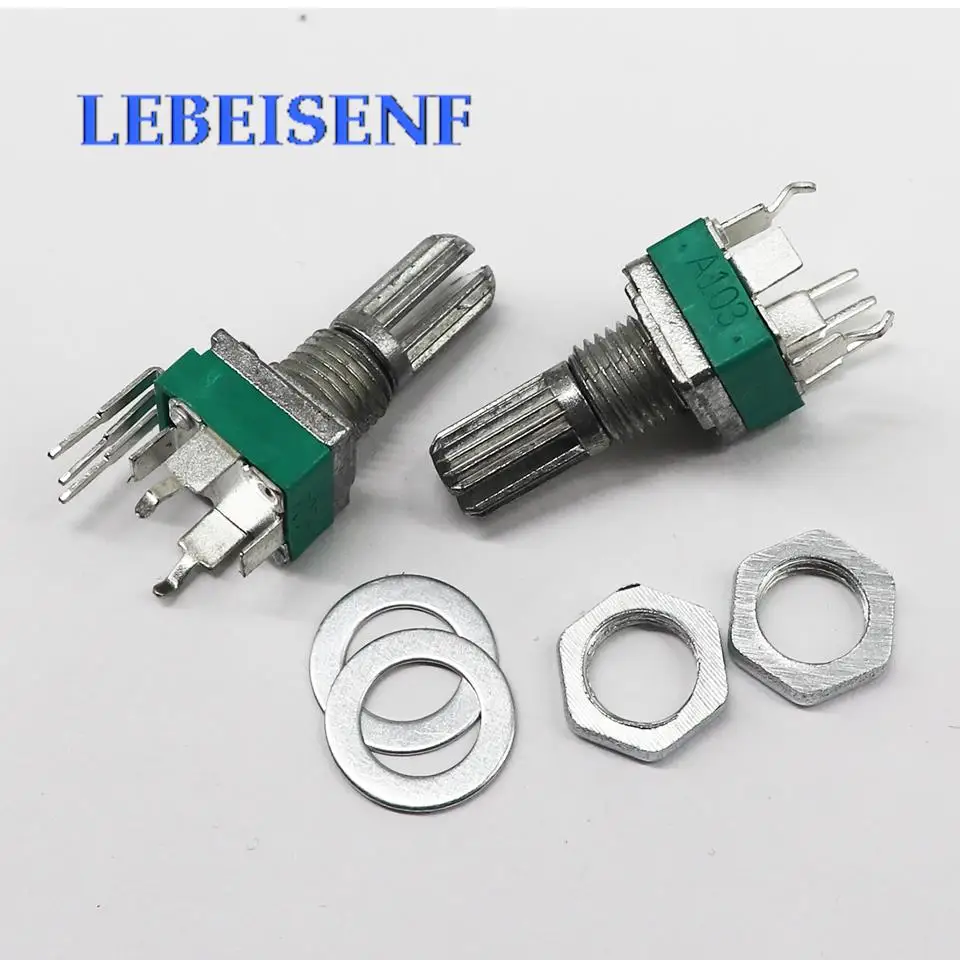 5pcs/lot sealed 3-pin RK097N single vertical potentiometer B1K B20K B50K B100K-B1M A1K A20K A50K A100K-A1Mhandle 15MM flower