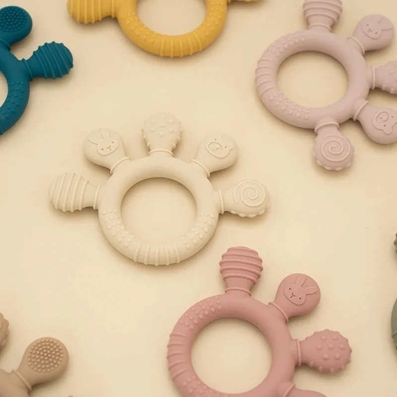 Soothing Hand-Shaped Teether: BPA-Free Silicone Ring for Infant Gum Relief and Motor Skill Development