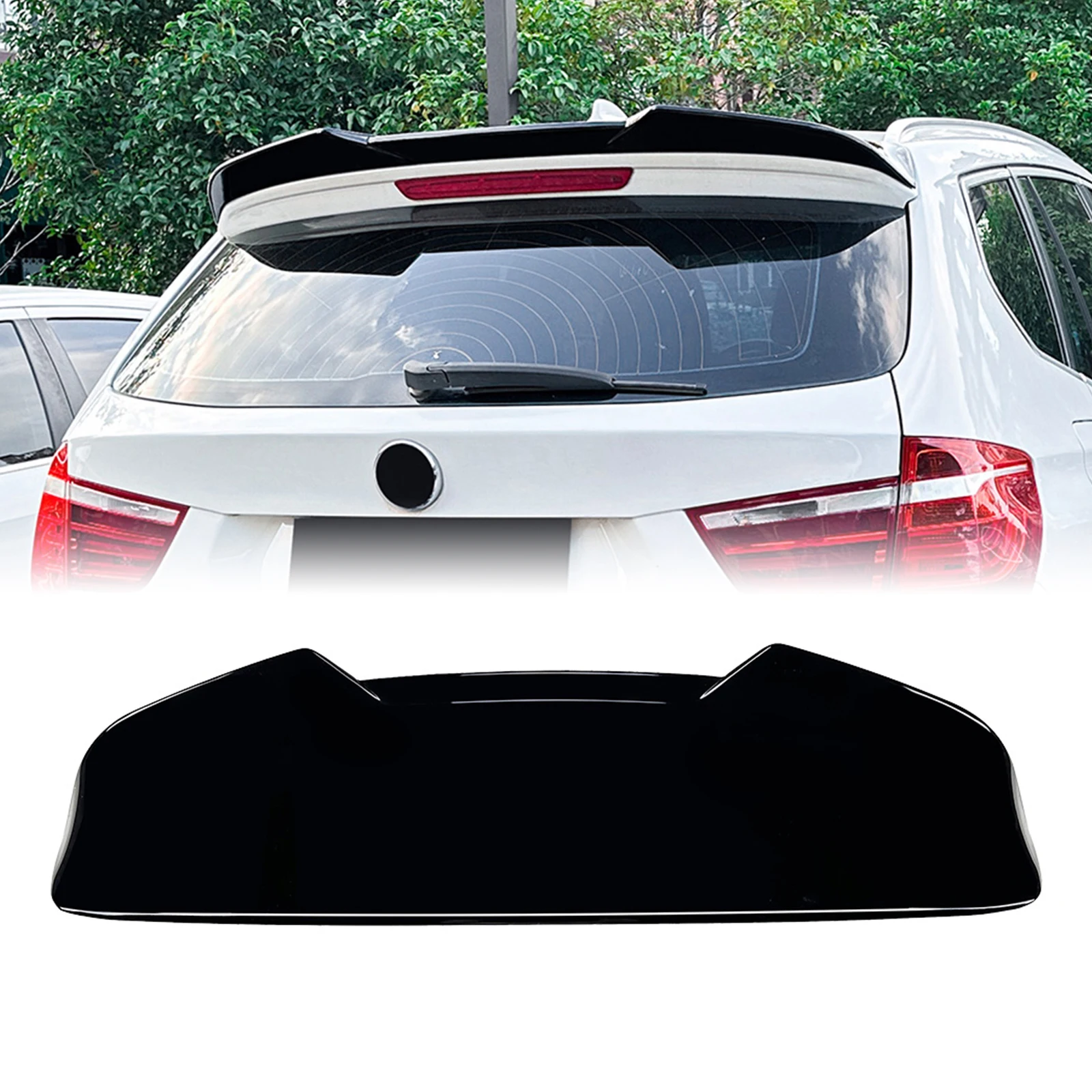 

M Style Rear Roof Spoiler Wing Lip For BMW X3 F25 2011-2017 Gloss Black/Carbon Fiber Look Tail Tailgate Trunk Lid Upper Splitter