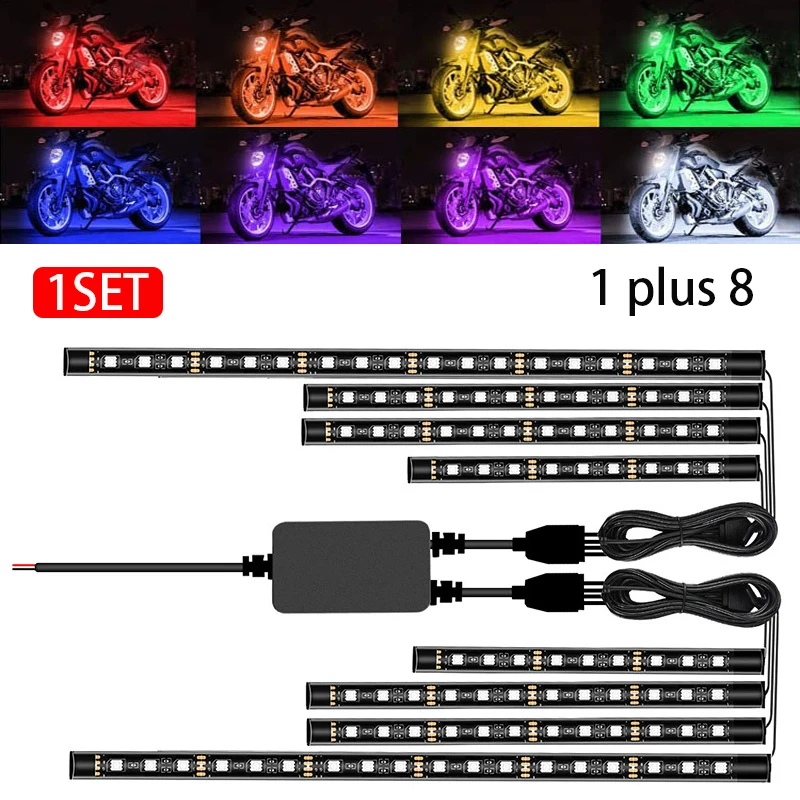 LED Strips for Motorcycle Backlight Light Motorcycle Bottom Lightning APP Sound Control RGB Waterproof Flexibility Ambient Lamp