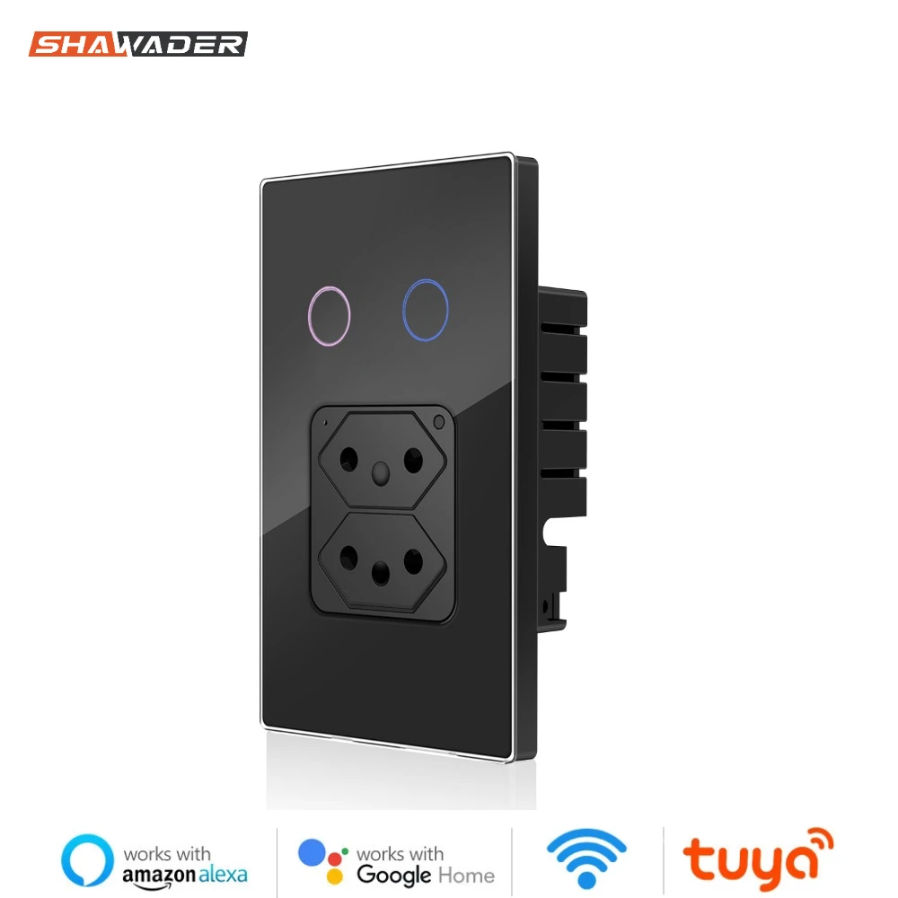 Shawader Wifi inteligente Brasil enchufe de pared interruptor de luz 20A enchufe Sensor táctil Panel de vidrio remoto por Tuya Alexa Google Home