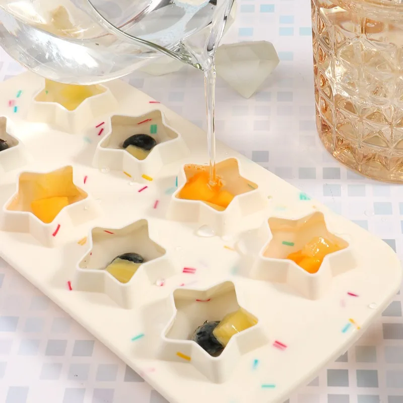 Five star three-dimensional ice grid ice mold, creative ice cream mold, ice cube biscuit mold, silicone chocolate mold