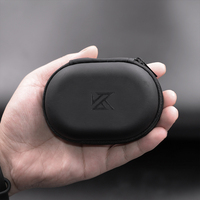 KZ Earphones Case PU Leather Oval Box Bag Portable Protection Small Holder with Zipper Headset Spare Accessories