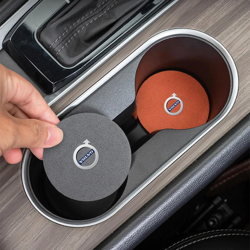 2 قطعة الجلد المدبوغ سيارة كوستر كوب ماء حامل مشروبات حصيرة المضادة للانزلاق وسادة لفولفو S40 S60 S90 XC40 XC60 XC90 V40 V50 V60 V90 C30 C70 S80 #2