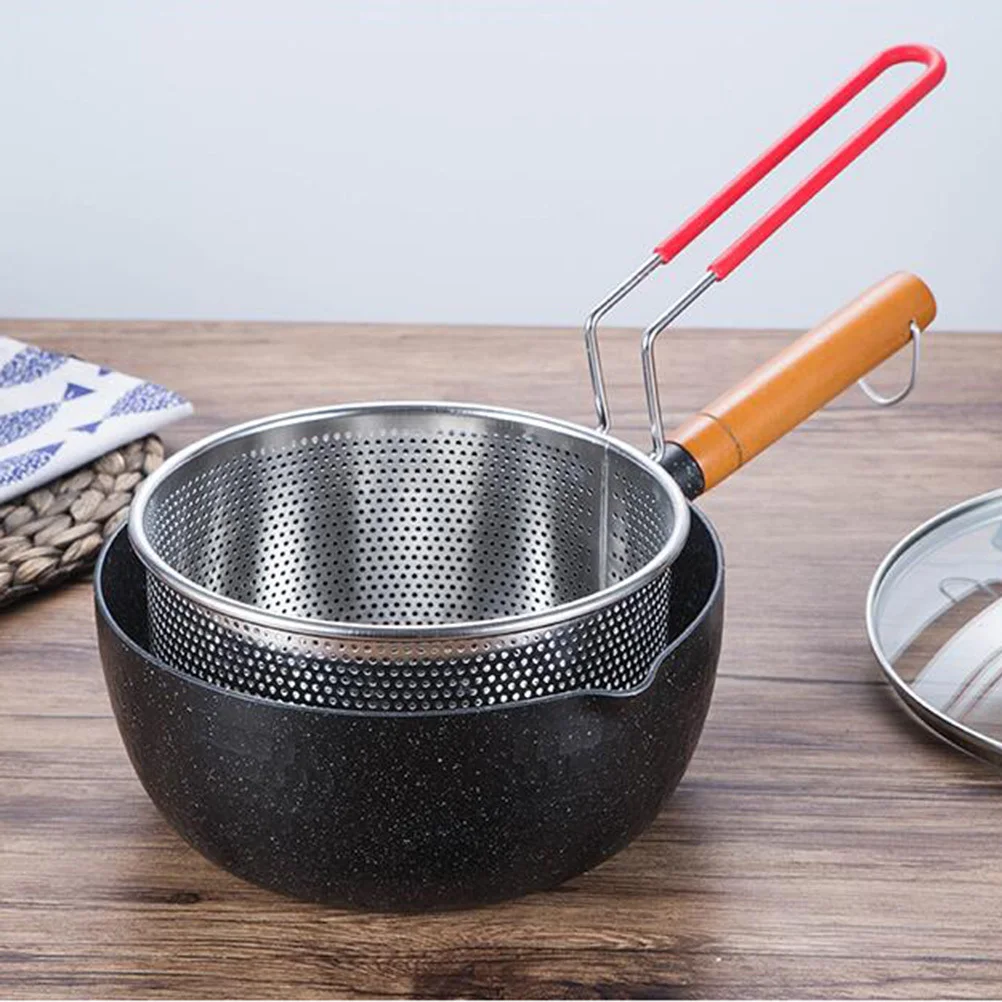 

18Cm Stainless Steel Frying Strainer Fine Mesh Colander Basket For Fried Food Noodles Vegetables Oil Water Separation Kitchen
