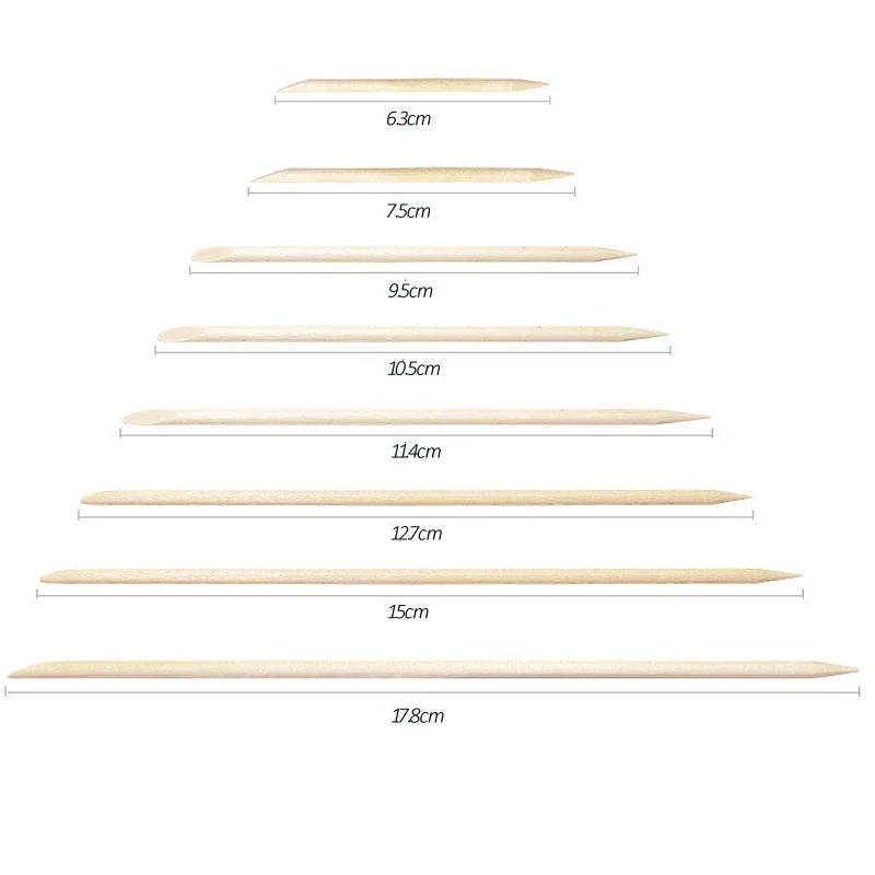 Bâtonnets en bois Orange pour Nail Art, dissolvant de cuticules, outil de pédicure, bâtons à Double extrémité, fournitures de manucure pour professionnels, 20 pièces/sac