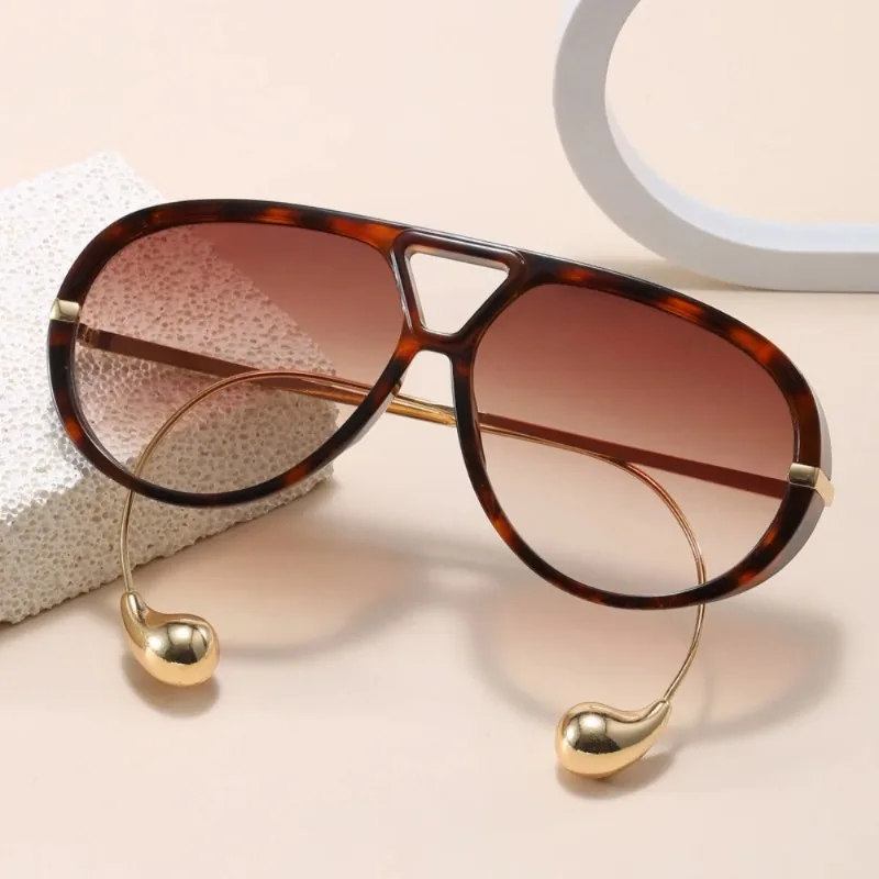

Oversized Oval Pilot Punk Sunglasses Women Big Frame 2025 New Fashion Vintage Eyewear Double Beam Sun Glasses For Ladies UV400