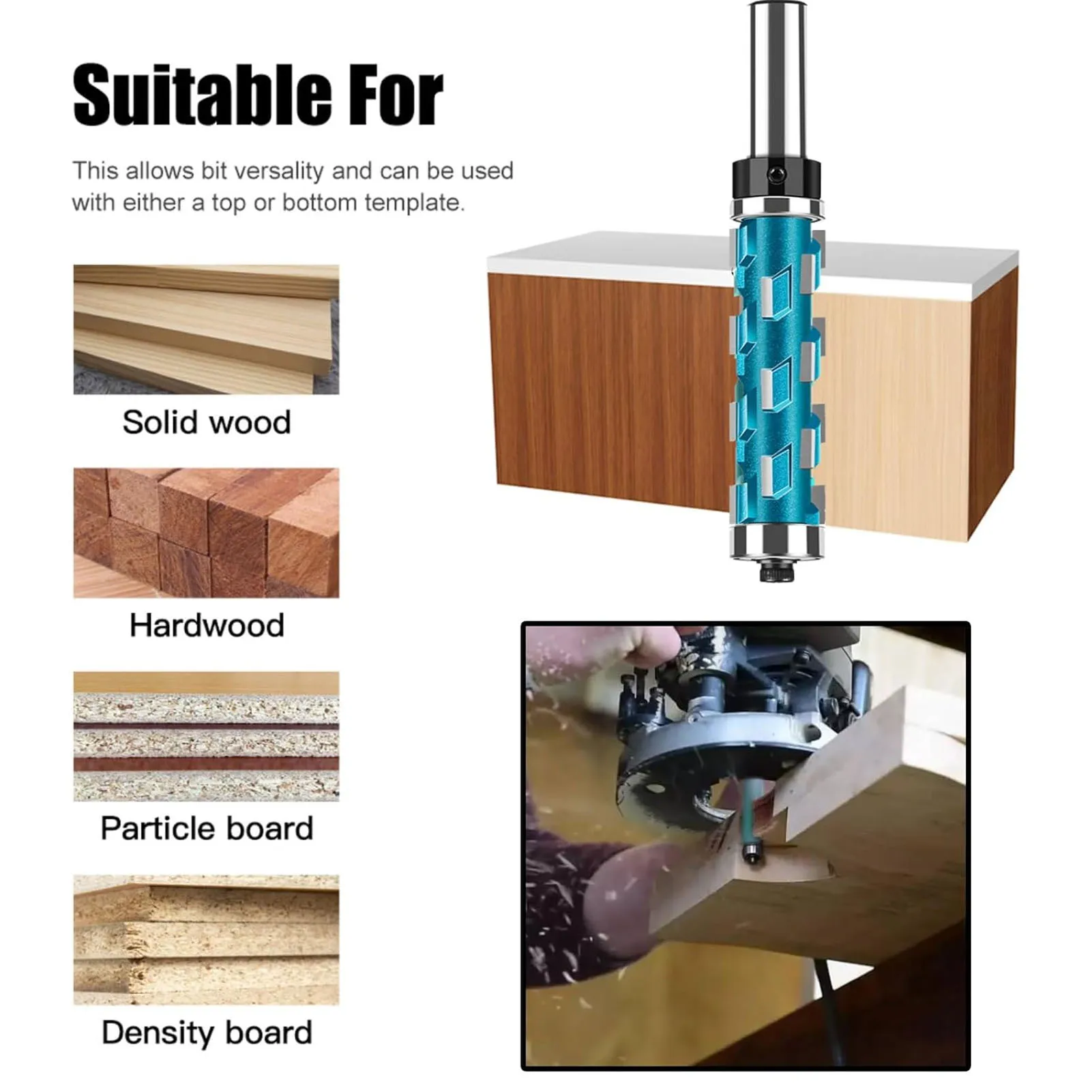 

Double Bearing Spiral Trimming Tools Neat Carbide Professional Non Slip Flush Trim Router Bit For Woodworking Trimming Accessory