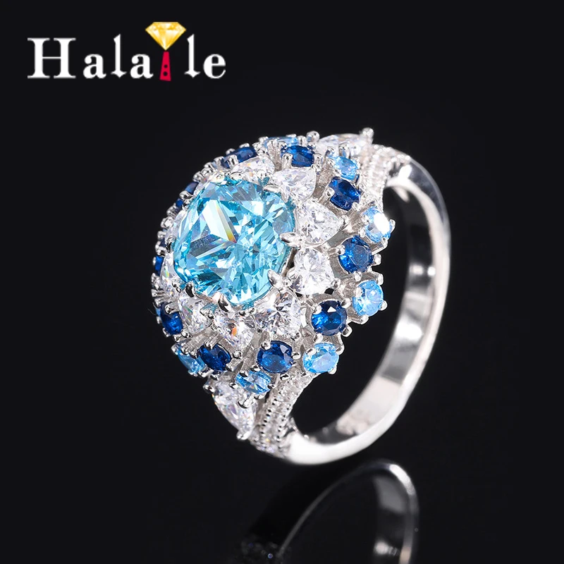 Halaile S925 Sterling Silver Zircon Jewelry High Carbon Diamond Stamen-shape Ring Fine Jewelry Women's Luxury Wedding Party Gift