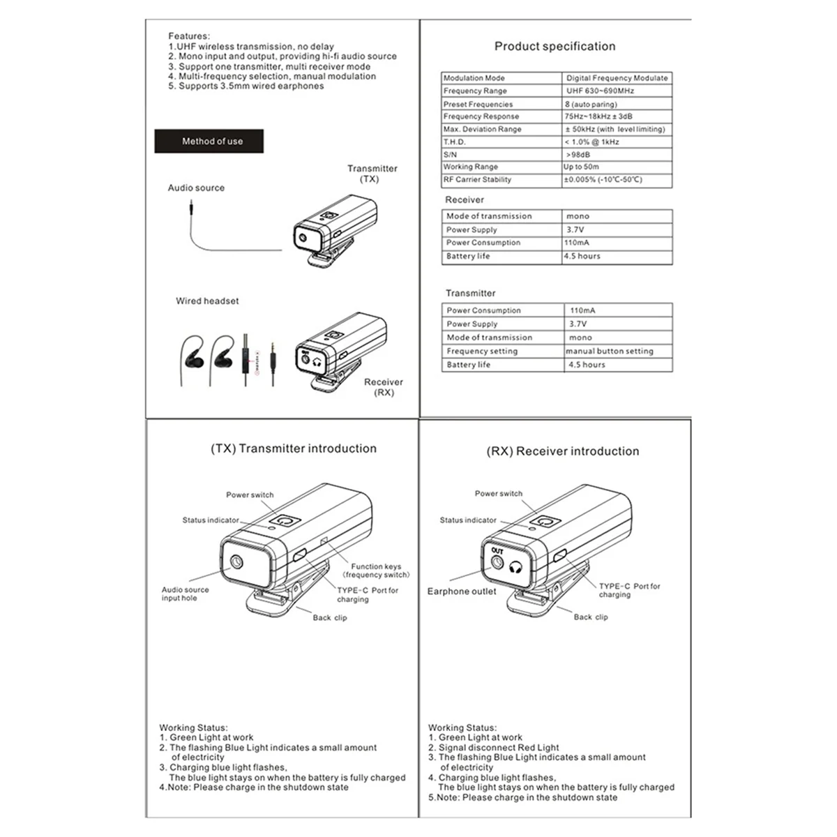 UHF Wireless In-Ear Monitor System Professional Digital Sound Stage Broadcast Sound Card Outdoor Transmitter Receiver