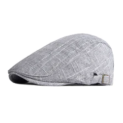 Boina Vintage para hombre, visera de taxista, gorra con visera en espiga para mujer, gorra plana a cuadros transpirable, sombrero de pico de pato ajustable para verano