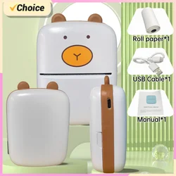 HD Bear Meow Mini Label Printer Thermal Portable A8 Printers Sticker Transparent Paper 57mm Inkless Wireless 203dpi Android IOS