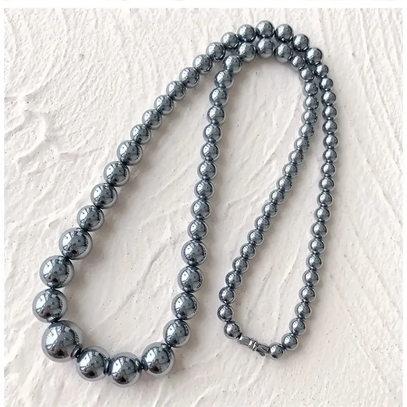

Natural Terahertz Bead Chain Necklace, Fashionable Versatile Men's and Women's Pendant Jewelry