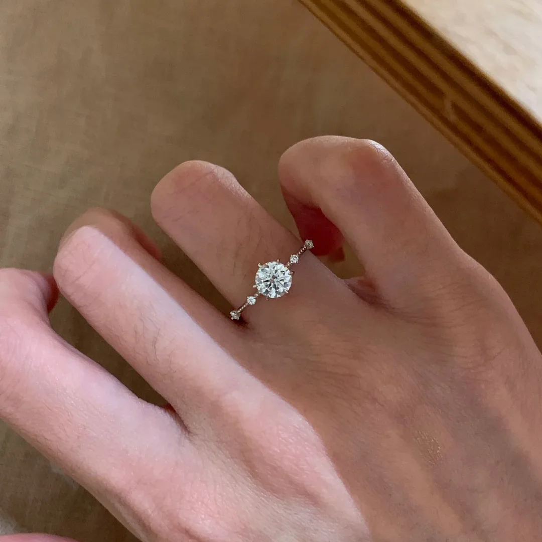 S925 Pure Silver Minimalist Cool Style Ultra Thin Star Zircon Rings for Women Light Luxury Niche Design Simple Elegant Versatile