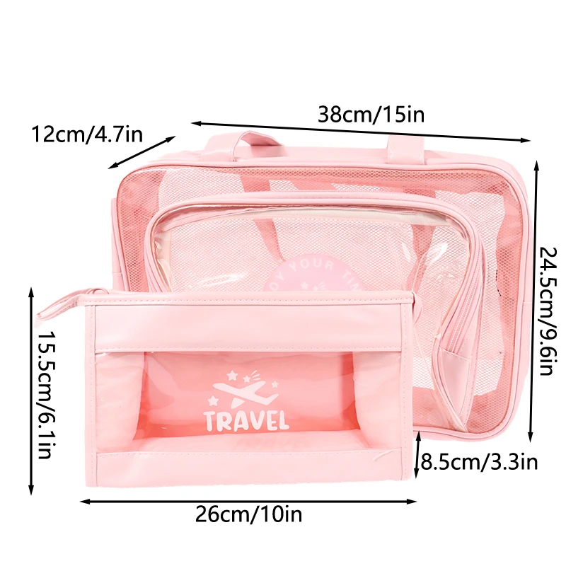 Transparent Cosmetic Bag Makeup Wash Bag PVC Portable Waterproof Large Capacity Storage Bag Cosmetic Cases