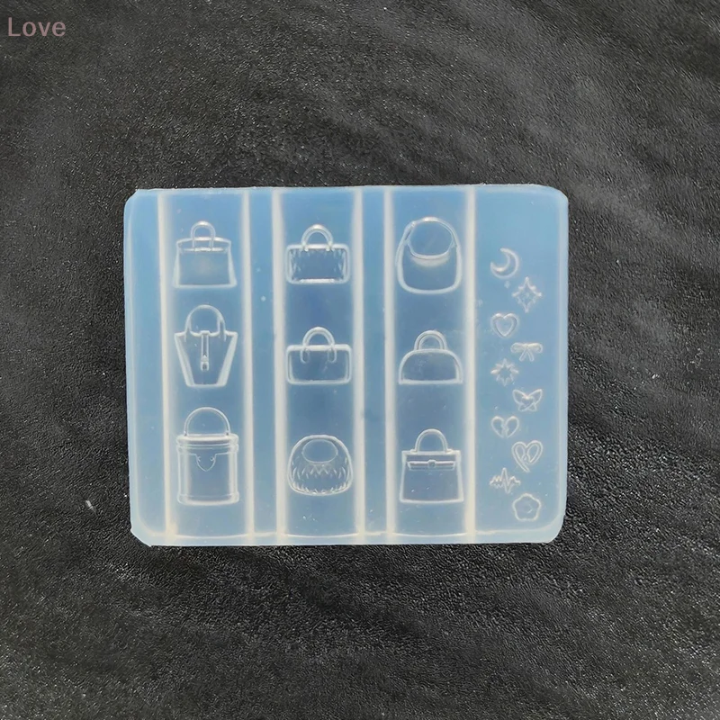 [L&P] 1개 3D 귀여운 만화 가방 모양 네일 아트 장식 몰드 DIY 실리콘 투명 템플릿 장식품 선물