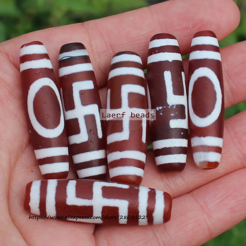 Weathering texture38mmNatural Ancient Red TibetDziAgateBeads,Many Patterns,Lucky Symbol,Powerful Amulet,For DIY Jewelry Making !