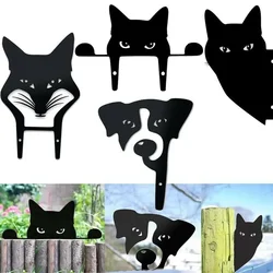 Cat Sculpture Gifts Lawn Ornament Black Metal Peeping Cat Cats Yard Sculpture Wrought Iron Crafts Metal Ornaments Sign Pretty