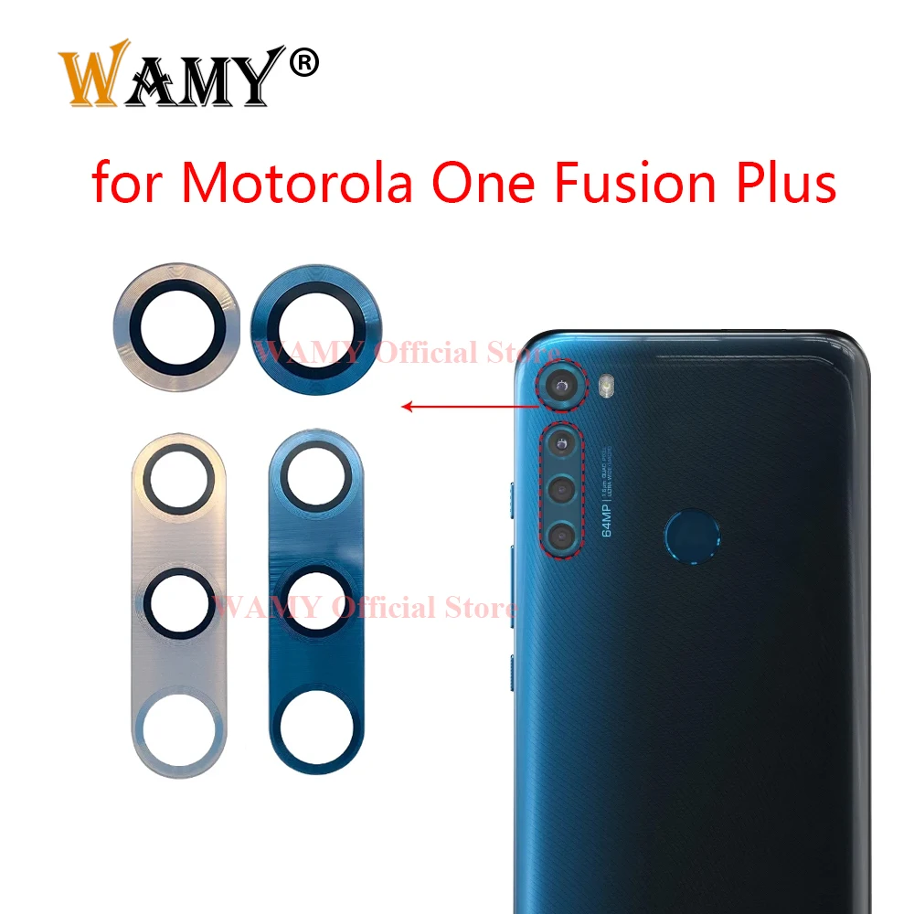 WAMY New Rear Back Camera Glass Lens For Motorola Moto One Fusion Plus with Sticker replacement parts
