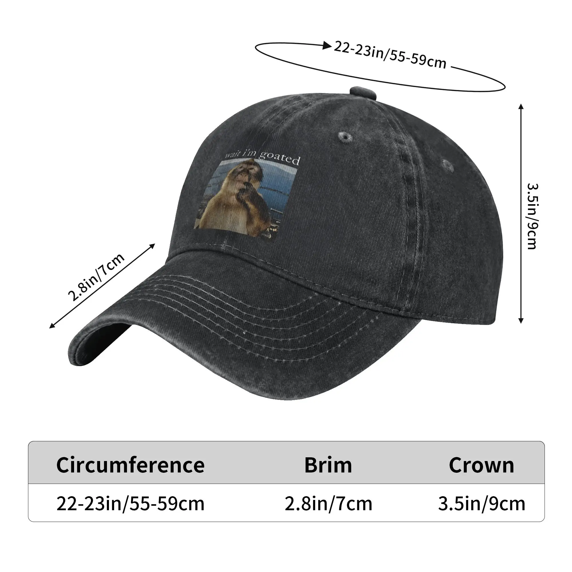 Wait Im Goated Monkey Meme Casual Baseball Cap  Hunting Camping Trucker Hat Spring Unisex-Teens Fitted Retro Baseball Caps