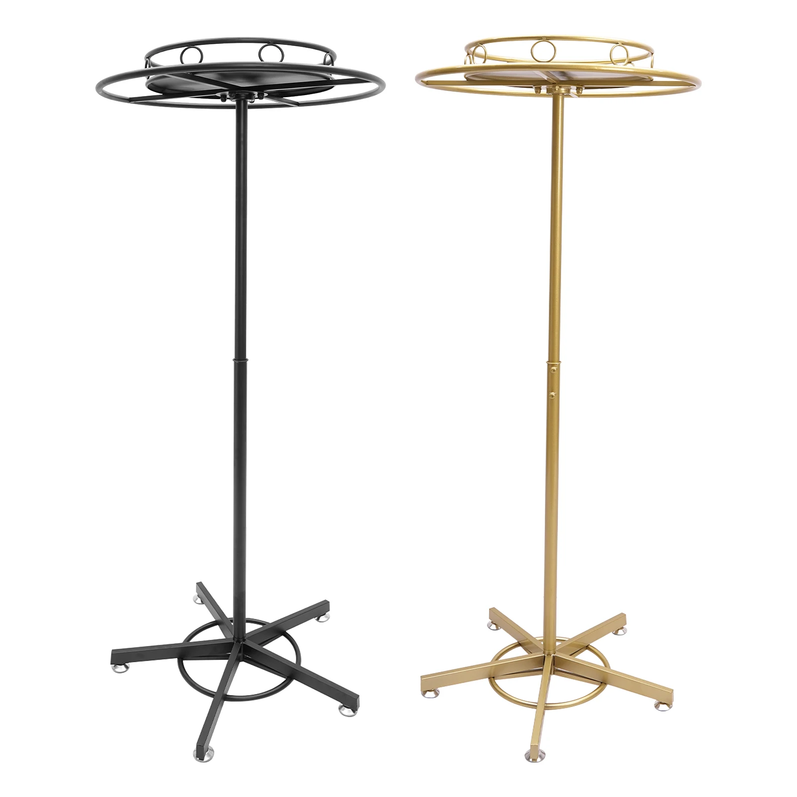 

Retail Display Stand Holder Round Garment Rack Floor Standing Rotatable Clothing Racks Black/Gold