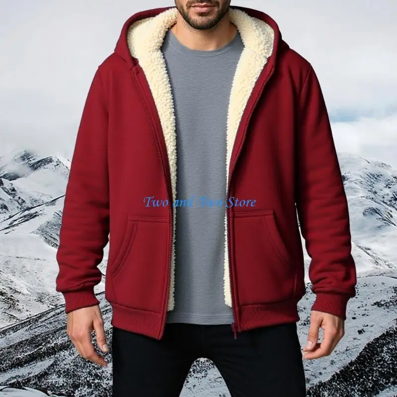 Picture 6: HX6F Men’s Cosy Fleece Lined Zip Front Hoodie Winter Coat Cold Weather Design Wear