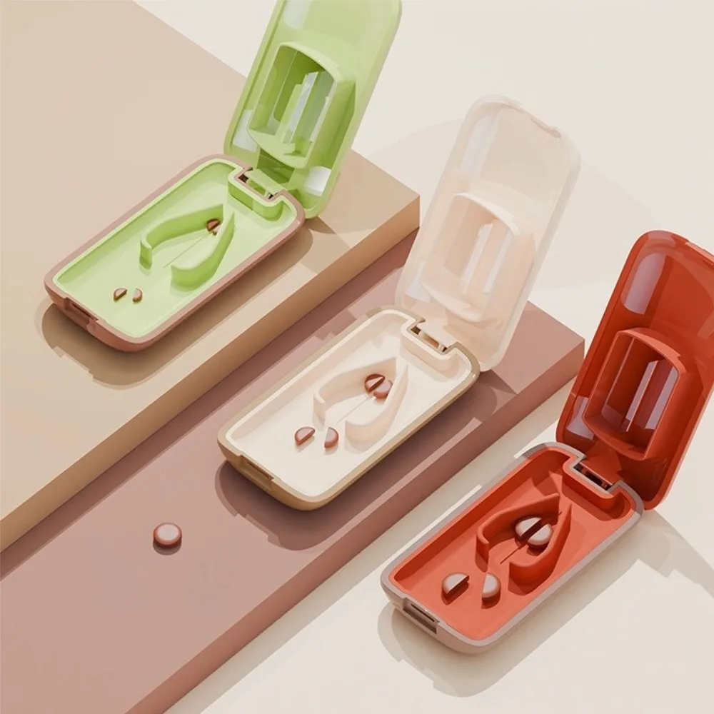 Portable Medicine Cutter ABS Detachable Environmental-Friendly Thickened Light Silicone Inner Lining Half-Cut Pill Cutter