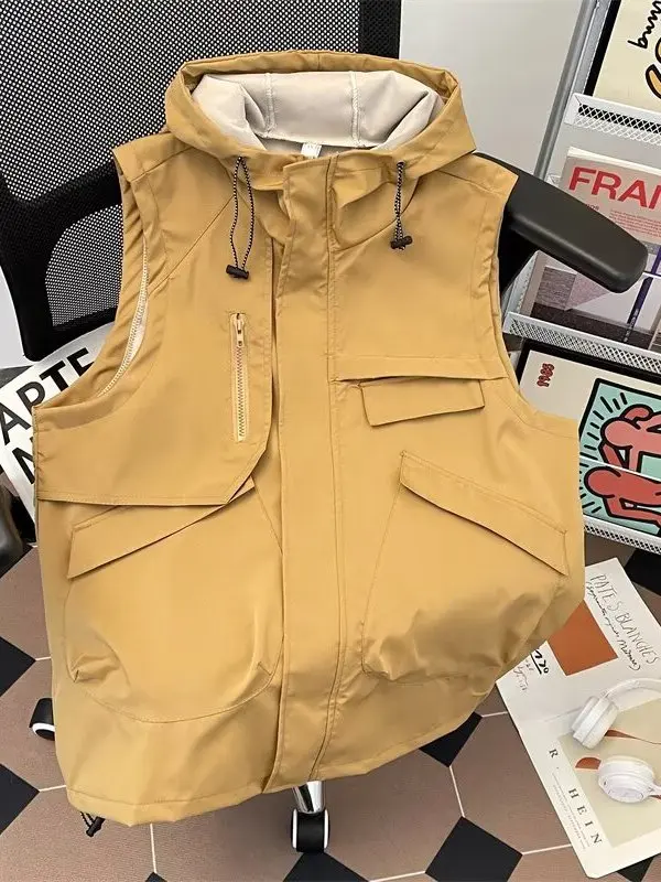 Chaleco de trabajo de Svel funcional americano para hombre, sistema de montaña al aire libre de gama alta, sombrero Jaet, abrigo con capucha Haome de marca de moda