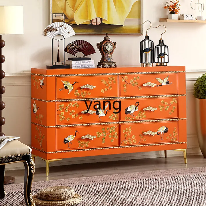 

LTT hand-painted high-end bedroom storage bedside TV chest orange porch cabinet