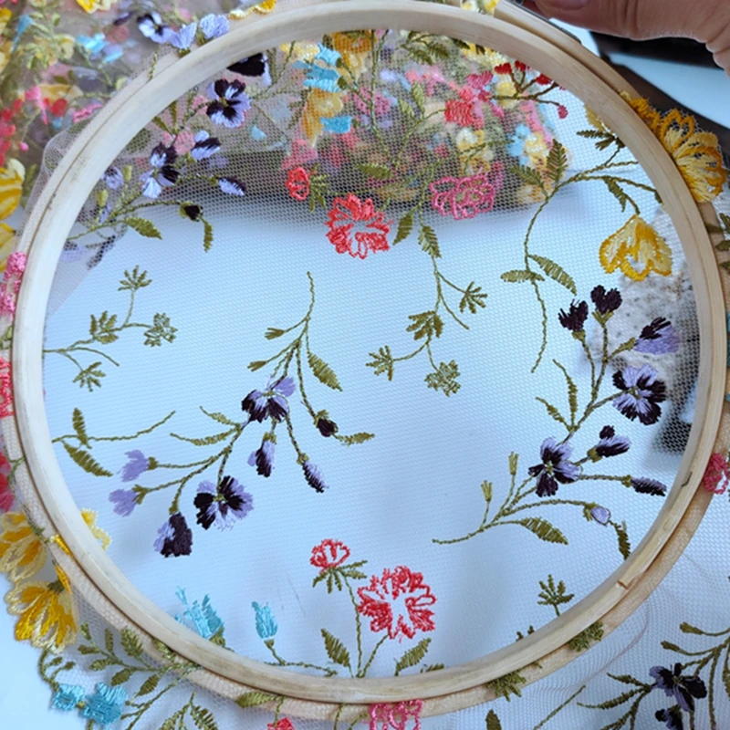 1 jard 22.5cm szerokości żółty haftowany kwiat koronki wykończenia dwustronna koronka tkaniny DIY Craft szycie sukienki akcesoria odzieżowe