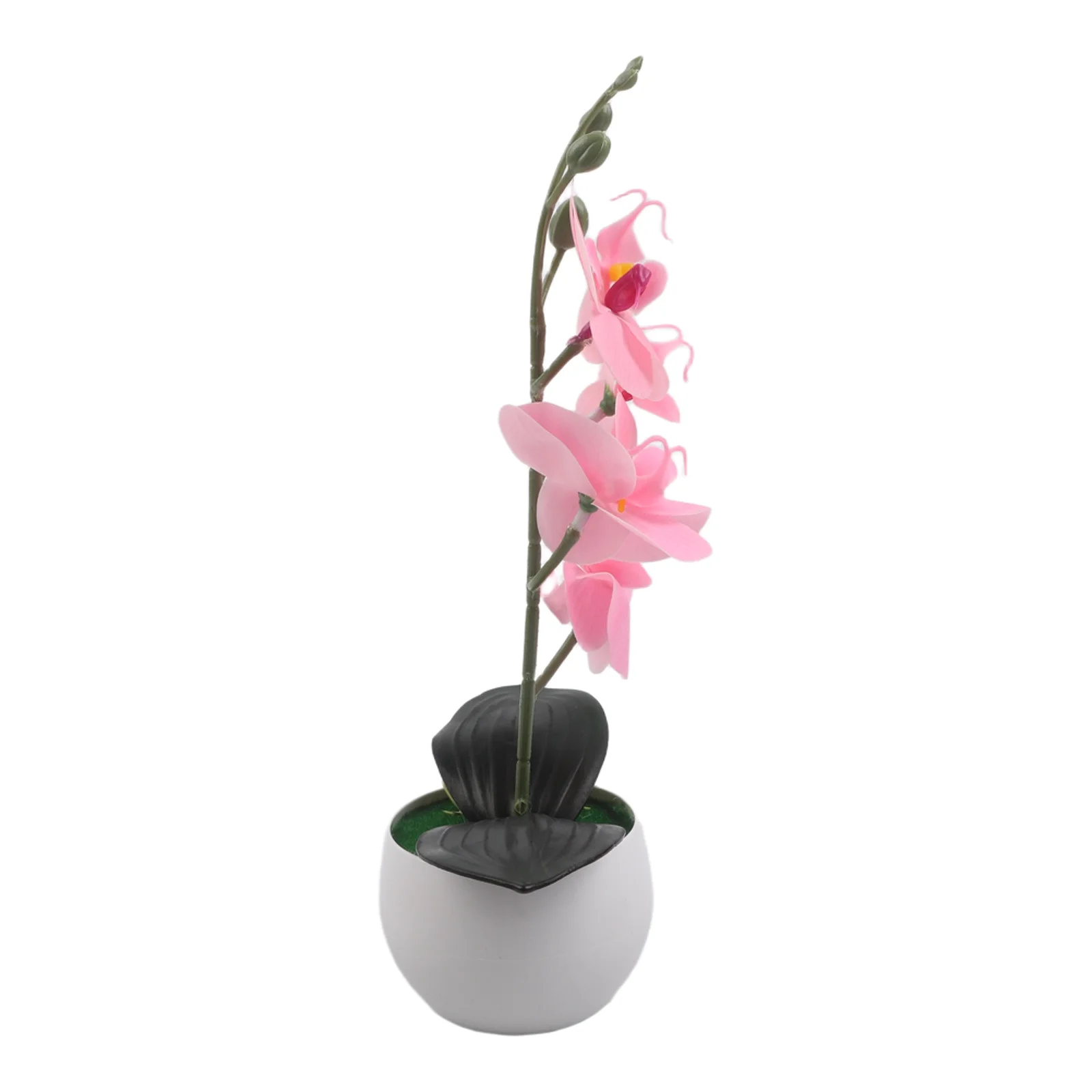 Four-Flower Artificial Butterfly Orchid Bonsai in Small Round Belly Pot for Year-Round Indoor Decoration Needs