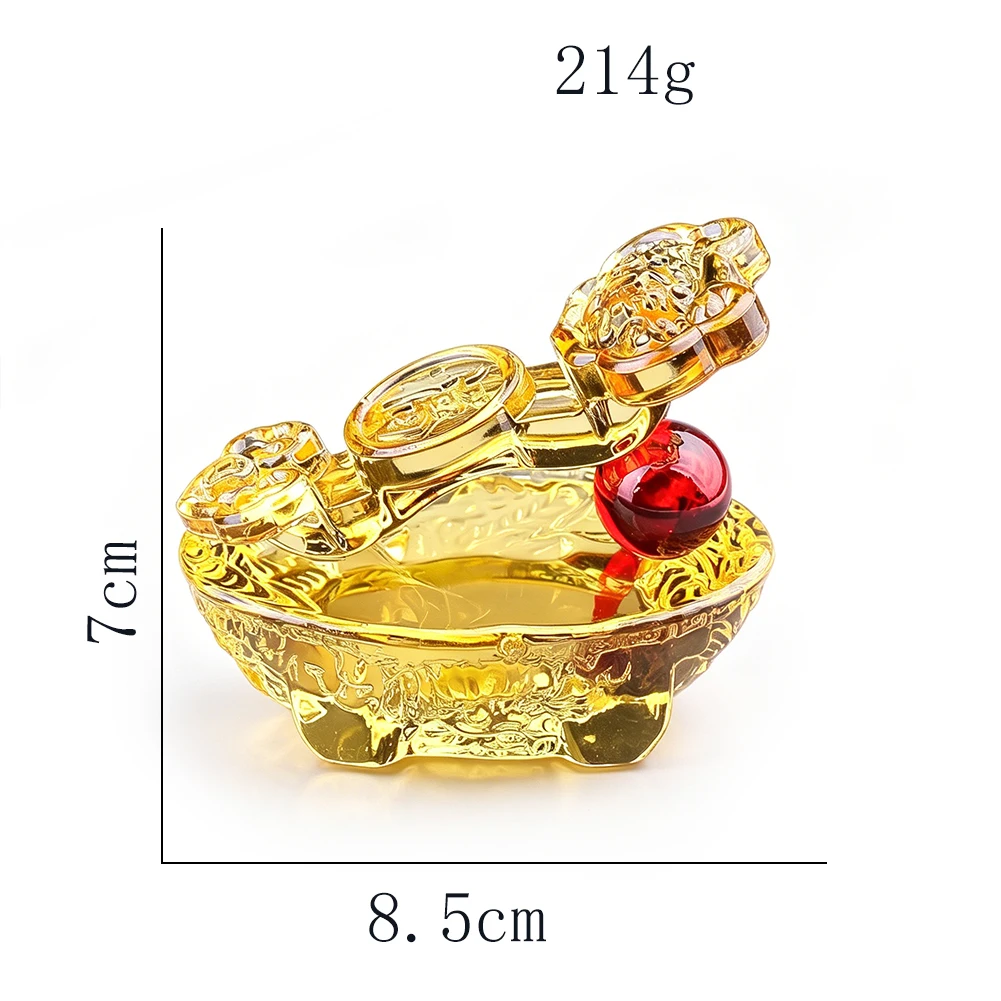 Chinese Style Glaze Ruyi Treasure Bowl Ornament Crystal Wealth Yuanbao Living Room Entryway Housewarming Opening Feng Shui Gift