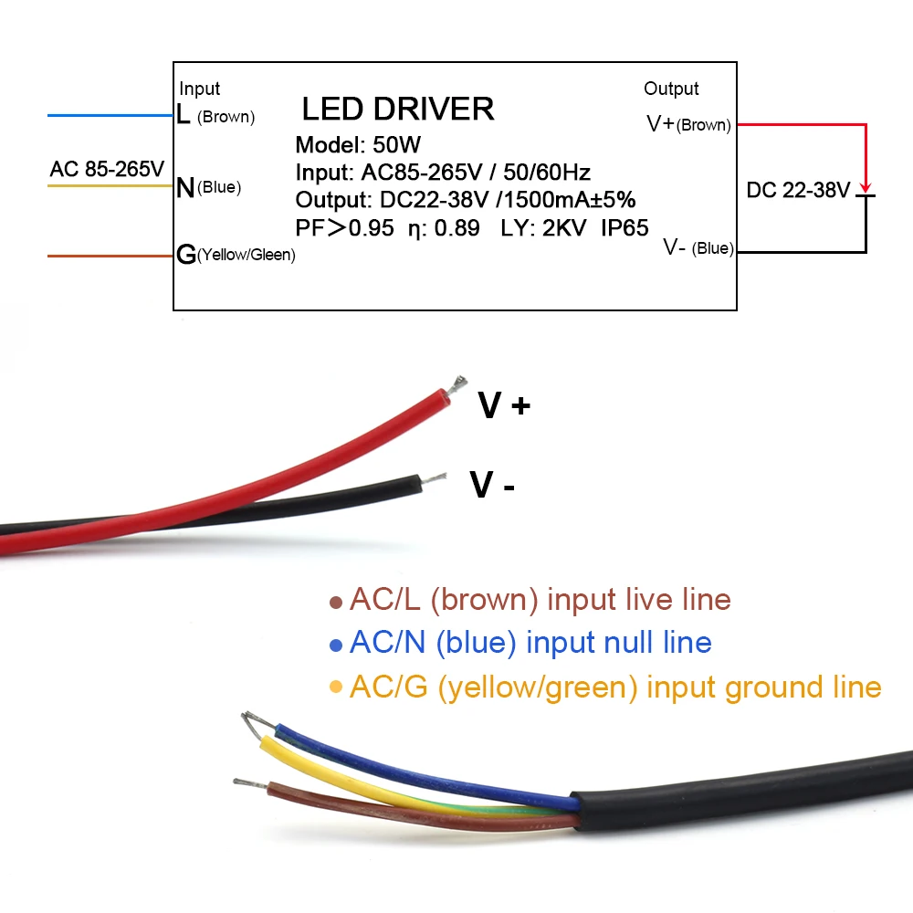 LED سائق ل LED 50 واط 30 واط 20 واط 10 واط 1500mA 900mA 600mA 300mA وحدة امدادات الطاقة محول محول IP65 التيار المتناوب 85-265 فولت إلى تيار مستمر 22-38 فولت #4