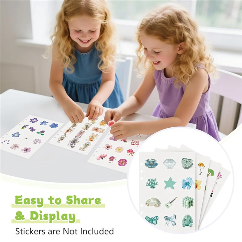 XB-A5 6-Ring Sticker Binder Organizer Double-Side Reusable Insert Refills- Blank Release Paper Page 80 Sheets