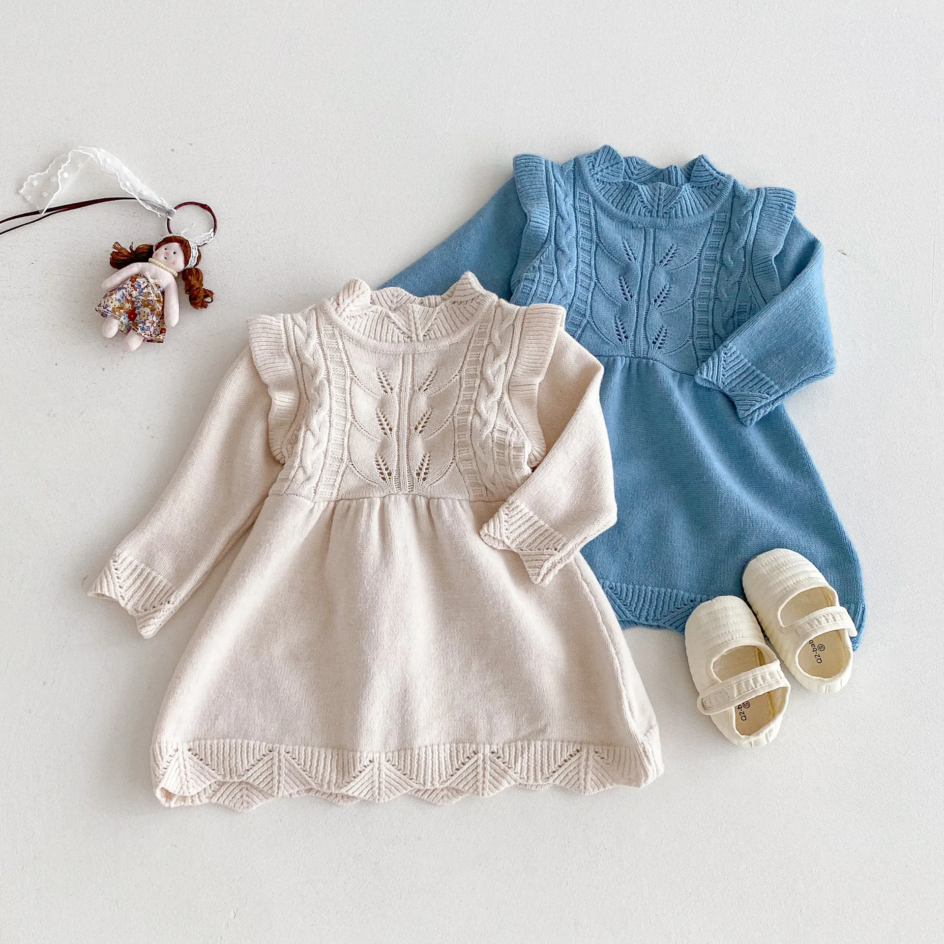 

Ins Baby Knitted Sweater Dress 2025 Autumn Winter Korean Cotton Wool Girl's Dress Simple Fashion Knitted Dress