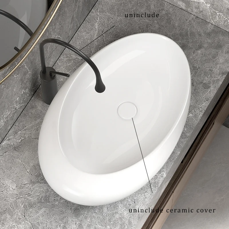 Elegant Ceramic Vessel Sink, Oval-Designed Ceramic Washbasin - an Ideal Choice for Modern Bathroom Fixtures, Suitable for Dressing Rooms, Vanity Tables, and Bathrooms