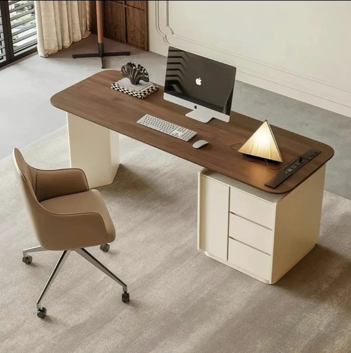 Luxury Home Furniture Office Table Modern Computer Writing Salon Reception Desk Wooden Top White Computer Desk
