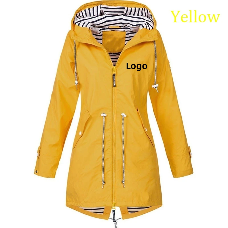 Chaqueta ligera impermeable con capucha para mujer, abrigos con cremallera para exteriores, chaquetas de Montañismo para mujer, personaliza tu logotipo