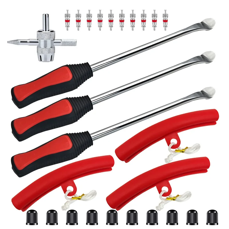 Three-Piece Steel Tire Lever Spoon Removal Kit Or Inch Options Rim Protectors Cloth Bag Bicycle E-Bike Motorcycle Tires