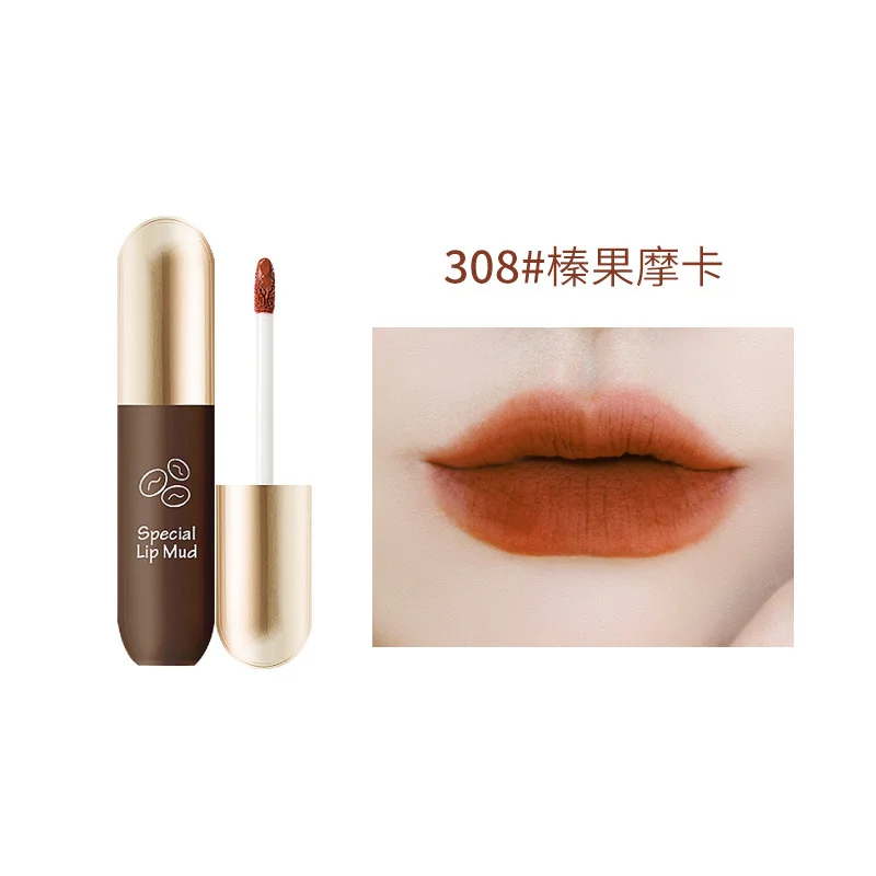 Schokolade Lippenstift matt Finish Lippenstifte wässrig Lip gloss wasserdicht dauerhafte Lippen Make-up Kosmetik