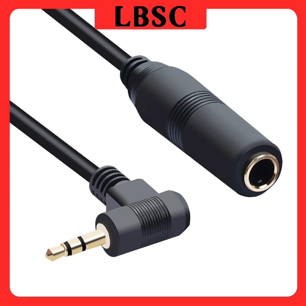 Lbsc-オーディオステレオヘッドフォン,延長ケーブル,90度角度,ドリルコード,3.5オスから6.35メス