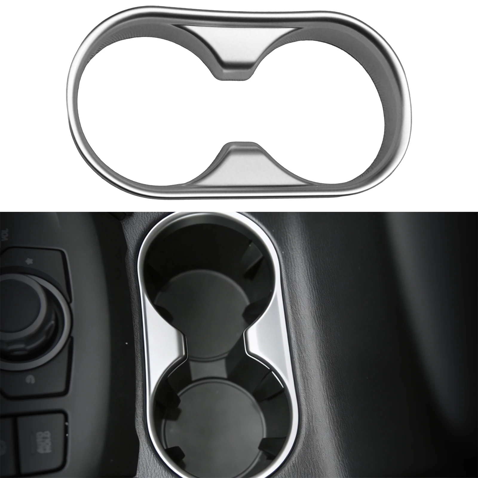 マツダ-cx-5-2017-2025-abs-クローム車内中央制御ウォーターカップホルダーパネルステッカーカーアクセサリー