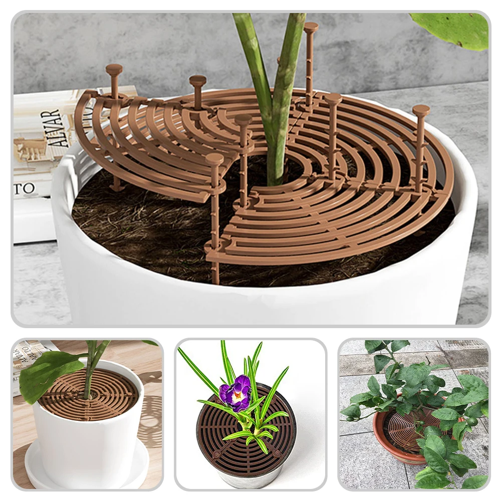 

5 Pcs Plant Pot Grid Cover Flower Pot Soil Protector Hollow Out Child Proof Durable Gardening Accessory Planter Guard Anti