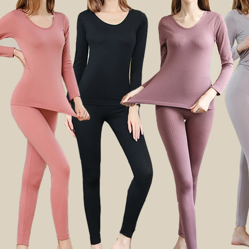 

2024 Warm Thermal Underwear Sexy Ladies Intimates Long Johns Women Shaped Sets Female Middle Collar Thermal Shaping Clothes