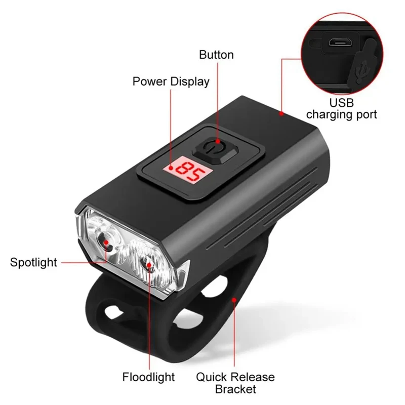 Bicycle Light T6 LED 1200 Lumen USB Rechargeable Lantern Lamp MTB Road Bike Front Light Cycling Bike Replacement image 3