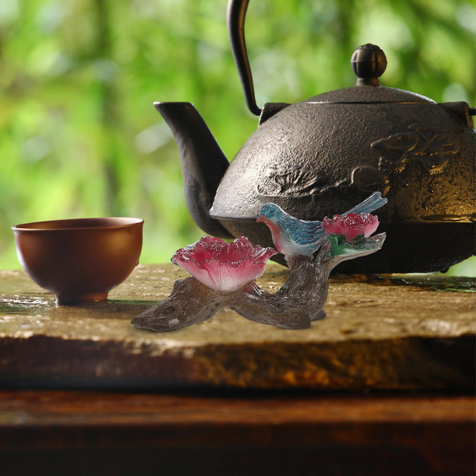

Resin Pet Color-Changing Floral Design Elegant Tea Table Garden Handcrafted Miniature Animal Outdoor Yard Statues