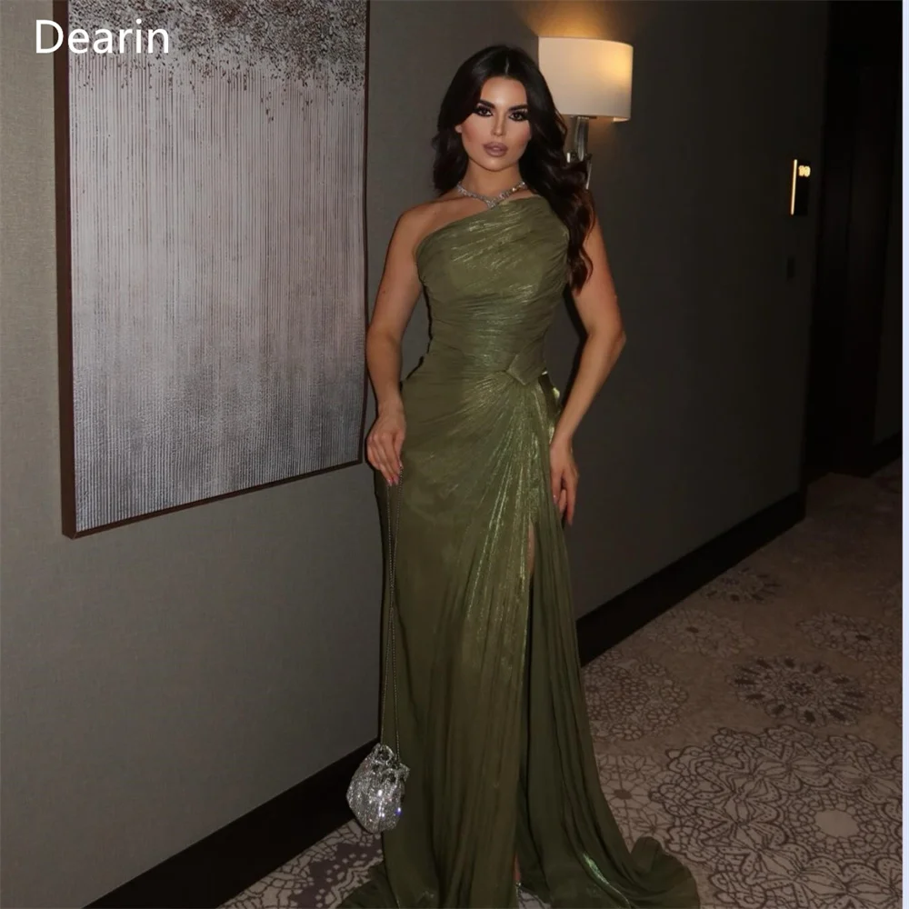 Customized Women Formal Dress Prom Dearin One Shoulder A-line Floor Length Skirts Draped Bespoke Occasion Dresses Evening Gown