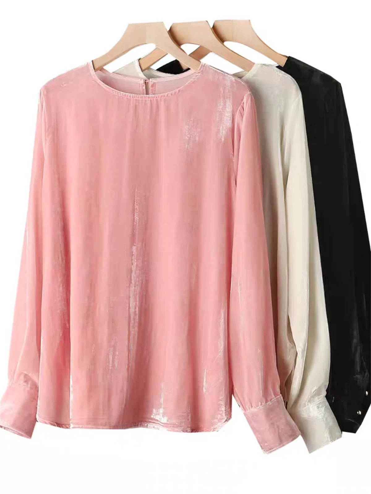 

Velvet Long Sleeve Shirt for Women Temperament blouse Fashion Loose plus Size Comfortable Soft Velour Tops for Ladies