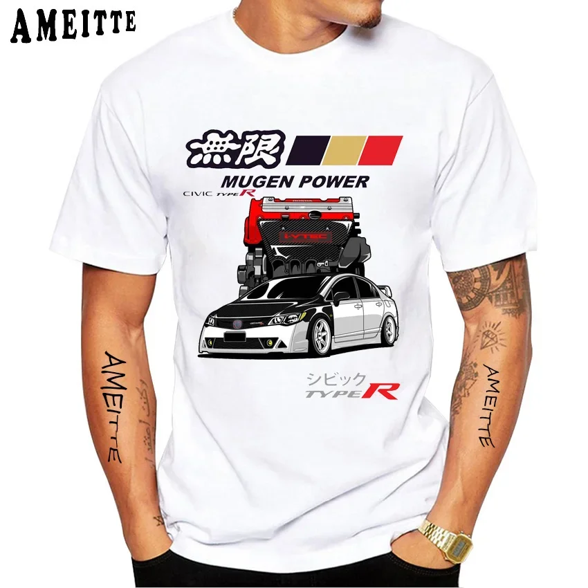 New Summer Men Short Sleeve JDM INLANDSMARKT T-Shirt Civic Type R i-Vtec Car Interior Classic T shirts Boy Casual White Tees